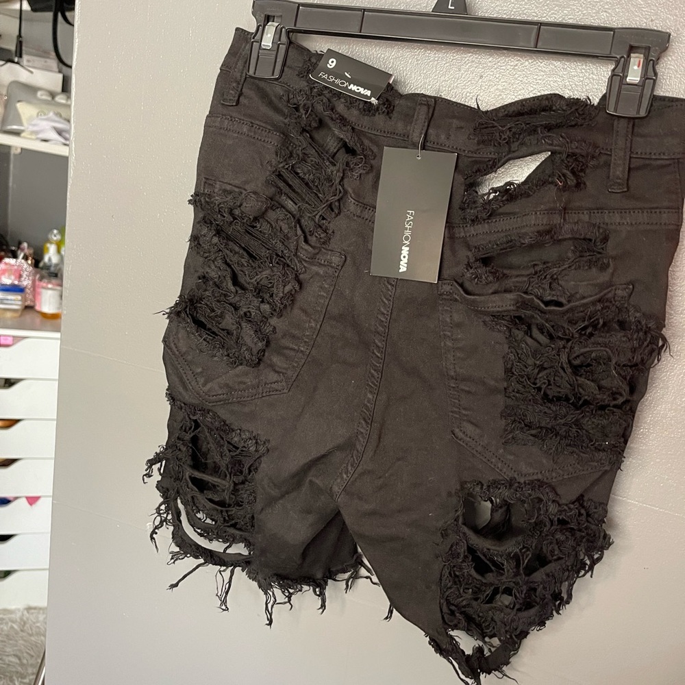 Black Distressed Shorts